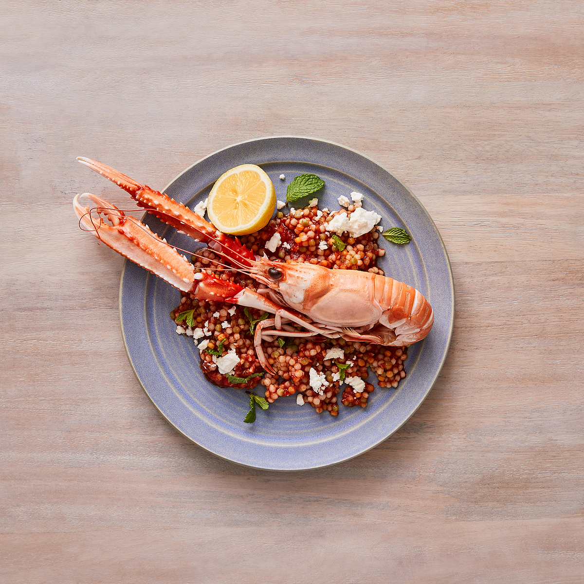 Tri-Color Pearl Couscous with Langoustines