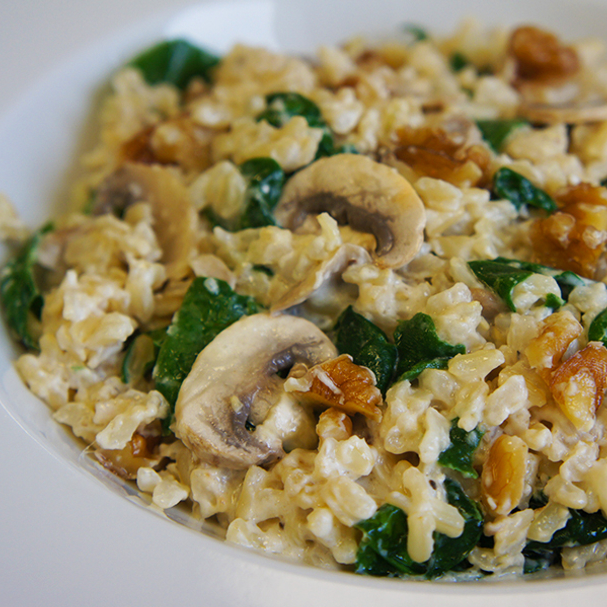 Walnut Rice with Cream Cheese, Mushrooms & Spinach Recipe