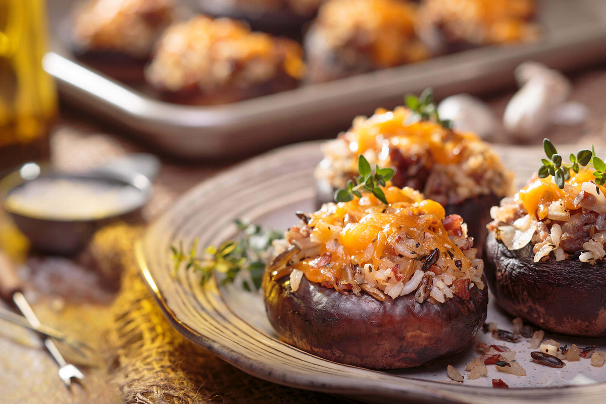 Wild Rice & Sausage Stuffed Mushrooms Recipe