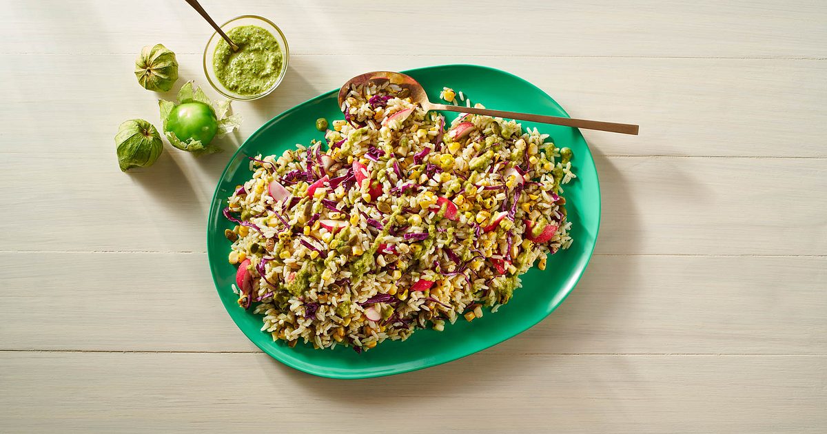 RiceSelect® Summer Salad with Charred Tomatillo Vinaigrette