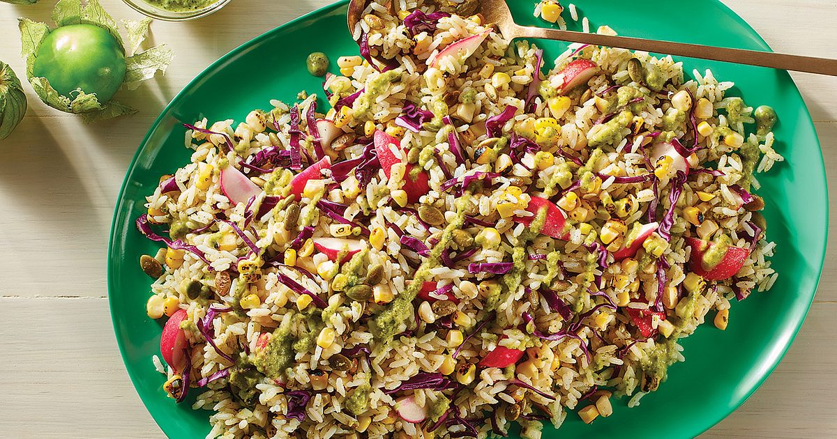 RiceSelect® Summer Salad with Charred Tomatillo Vinaigrette