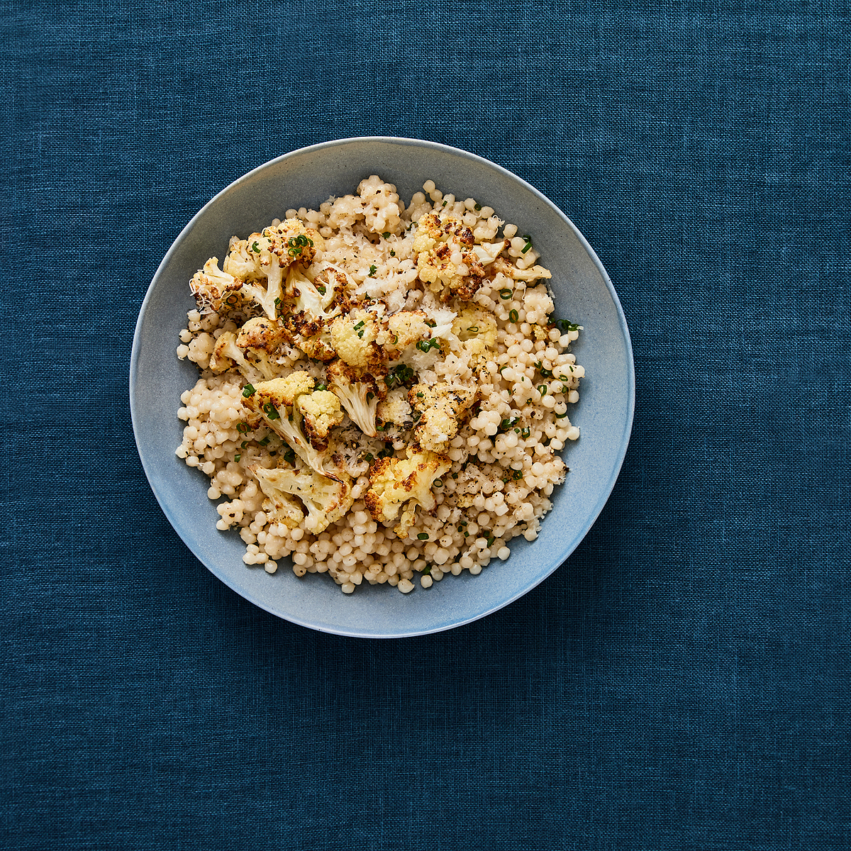 Cacio e Pepe Couscous with Roasted Cauliflower