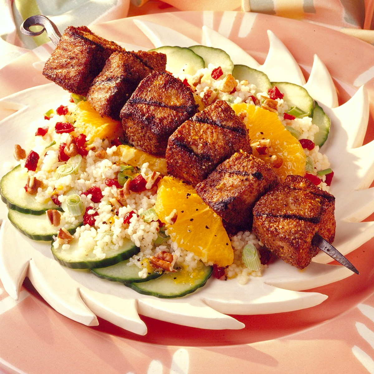 Grilled Pork, Couscous & Dried Cherry Salad with Citrus Vinaigrette Recipe