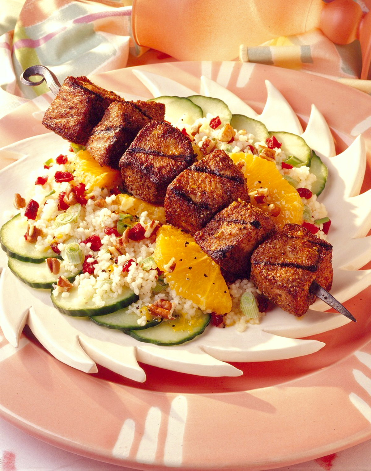 Grilled Pork, Couscous & Dried Cherry Salad with Citrus Vinaigrette Recipe