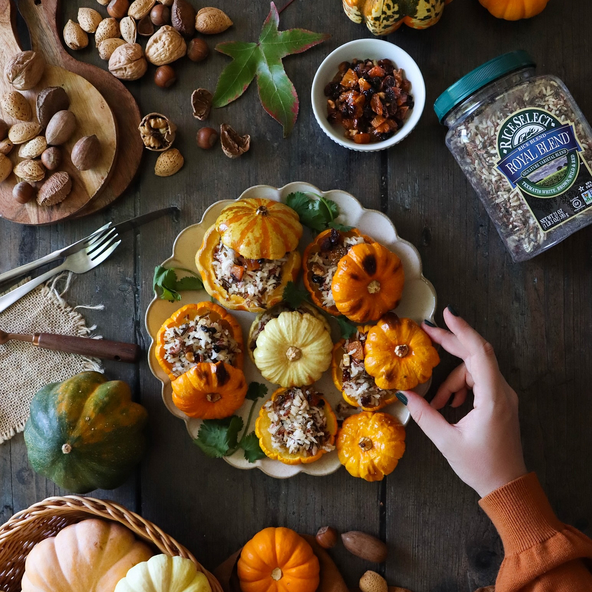 Rice Stuffed Mini Pumpkins with Dry Fruits and Pecans Recipe full