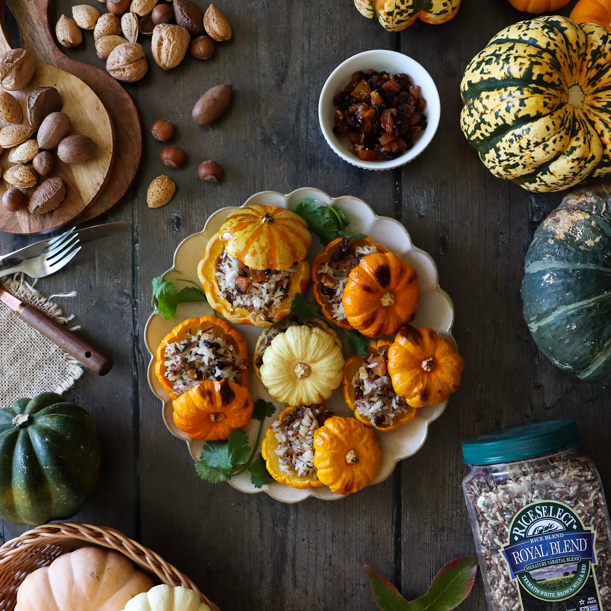 Rice Stuffed Mini Pumpkins with Dry Fruits and Pecans Recipe full