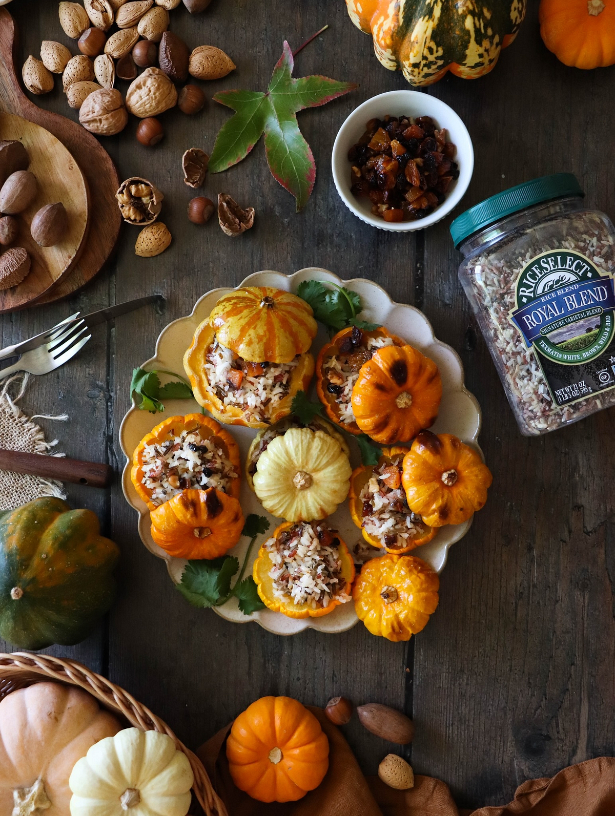 Rice Stuffed Mini Pumpkins with Dry Fruits and Pecans Recipe