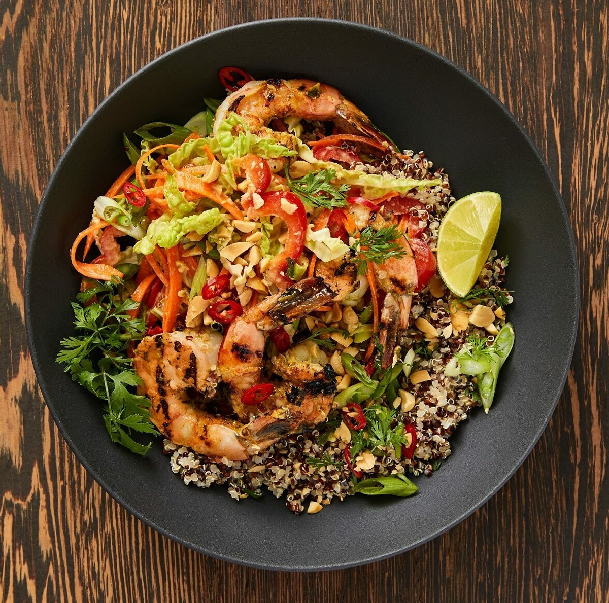Jerk Shrimp Quinoa Bowl With Thai Slaw Recipe