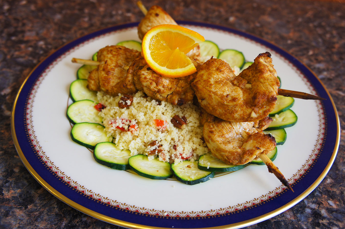 Moroccan Chicken Kabobs with Couscous Recipe
