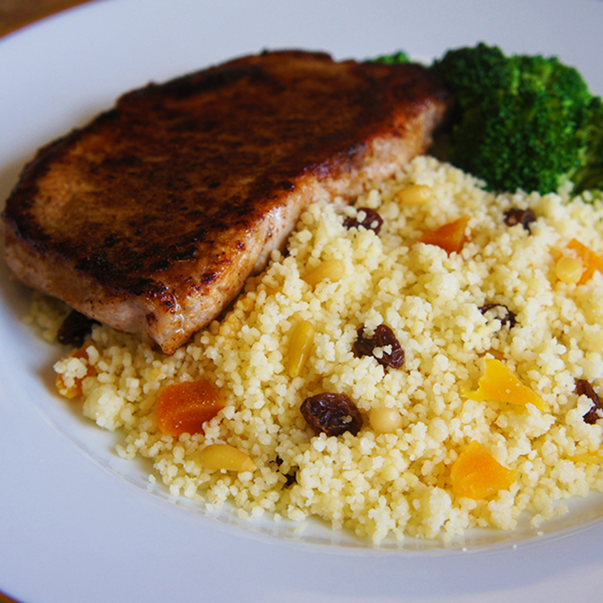 Moroccan Seasoned Chops with Fruited Couscous Recipe