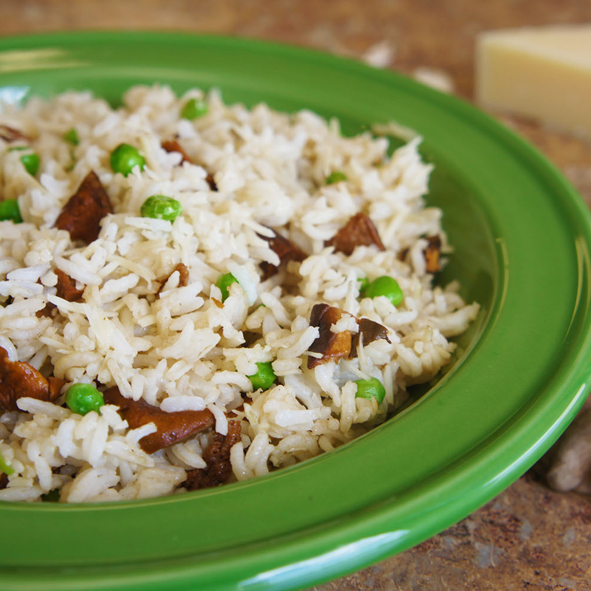 Parmesan, Wild Mushroom & Pea Rice Recipe