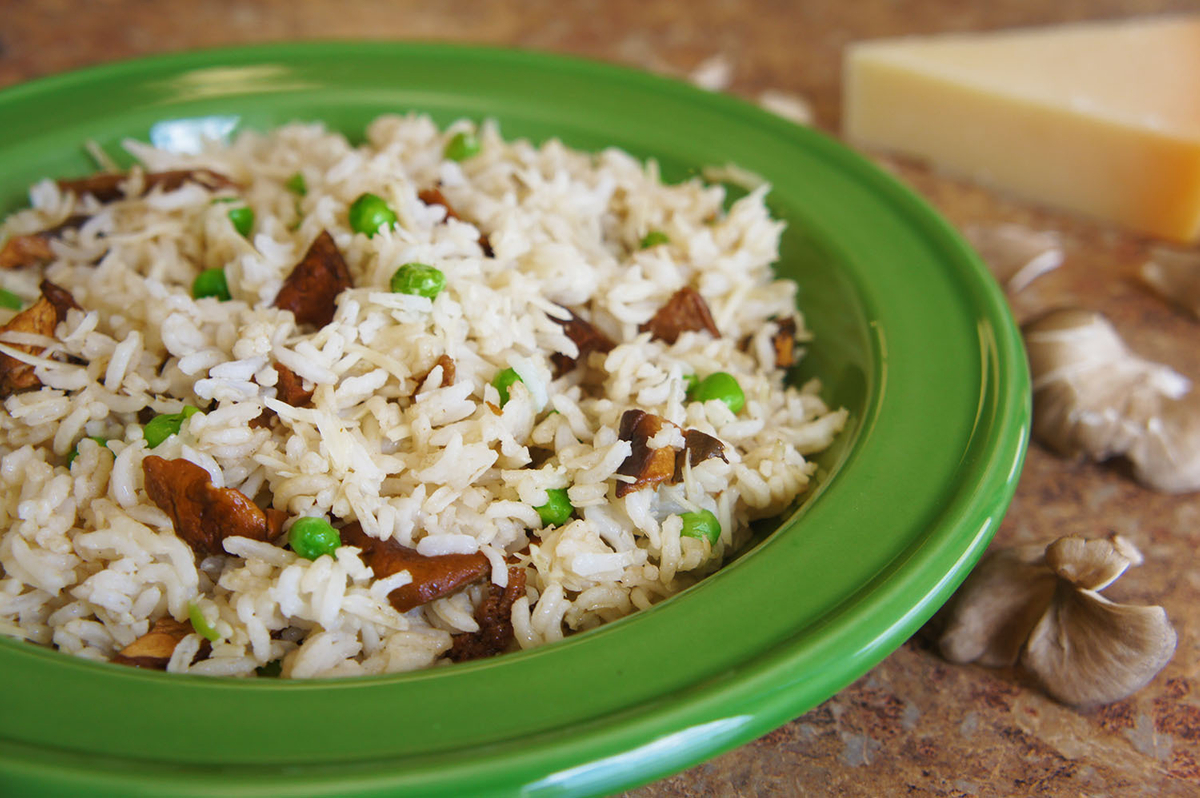 Parmesan, Wild Mushroom & Pea Rice Recipe